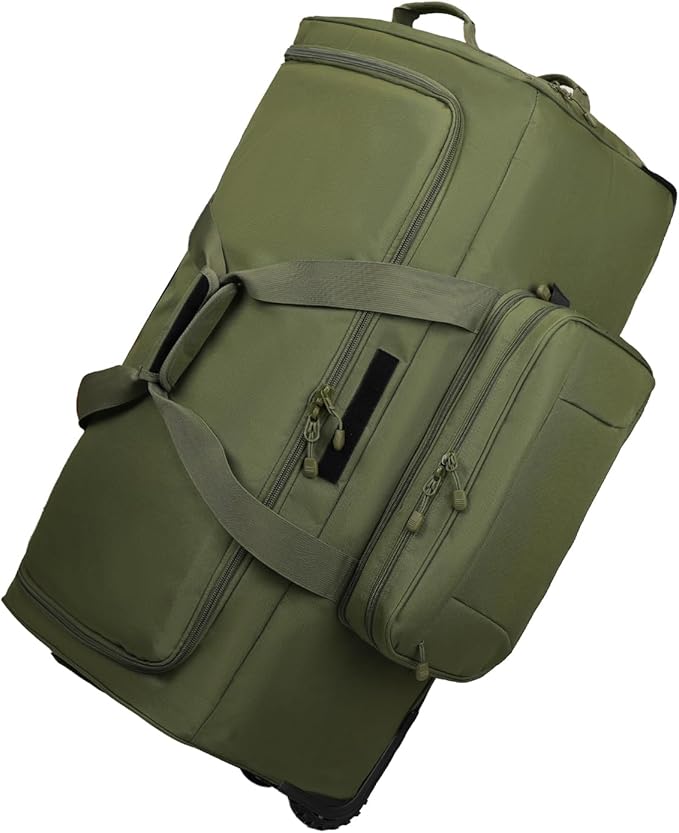 120L 3-Wheel Rolling Duffle Bag - Heavy Duty Military Deployment Bag, Durable Wheeled Duffle Luggage for Travel, Camping & Outdoor Adventures