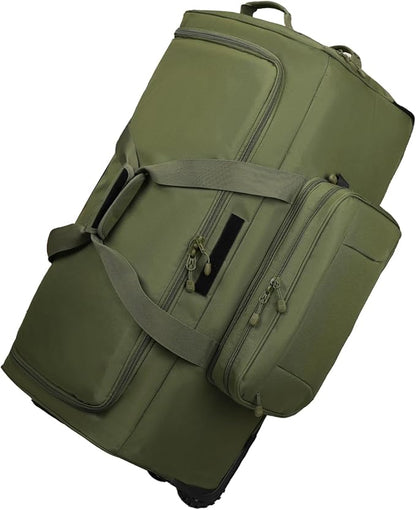120L 3-Wheel Rolling Duffle Bag - Heavy Duty Military Deployment Bag, Durable Wheeled Duffle Luggage for Travel, Camping & Outdoor Adventures