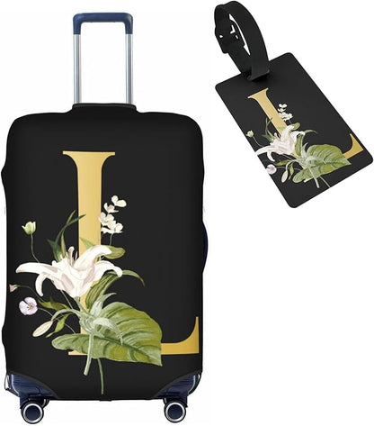 Decorative L Suitcase Protectors Elastic Washable Luggage Covers With Concealed Zippers For 18-32 Inch Luggage (Size M: Fits 22-24 Inch)