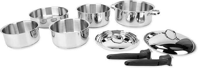 Camco Mfg 43921 Cookware 10 Pc Set Nesting Stainless Steel