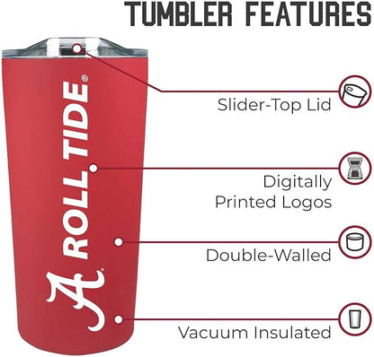 Campus Colors NCAA Stainless Steel Tumbler perfect for Gameday - 18 oz - Double Walled - Keeps Drinks Perfectly Insulated (Alabama Crimson Tide - Crimson)