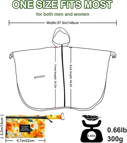 Hooded Rain Ponchos for Adult - Rain Coat and Rain Jacket with Waterproof Pocket and Zipper