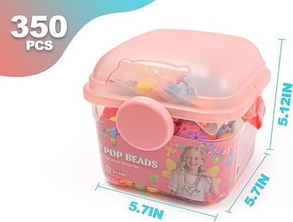 BIRANCO. Deluxe Beading Set with 350+ Pop Beads Include Butterfly, Bee, Dragonfly with Transparent Wings, and Ladybug Jewelry Making Kit for Kids Ages 3-8