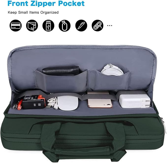 MOSISO 360 Protective Laptop Shoulder Bag Compatible with MacBook Air/Pro, 13-13.3 inch Notebook, Compatible with MacBook Pro 14 inch M5 M4 M3 M2 M1,Matching Color Sleeve with Belt, Emerald Green