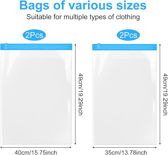 4pcs Travel Compression Bags For Packing 2 Sizes Roll Up Space Saver Bags No Vacuum or Pump Needed Packing Bag For Travel Clothing Storage Luggage Backpack