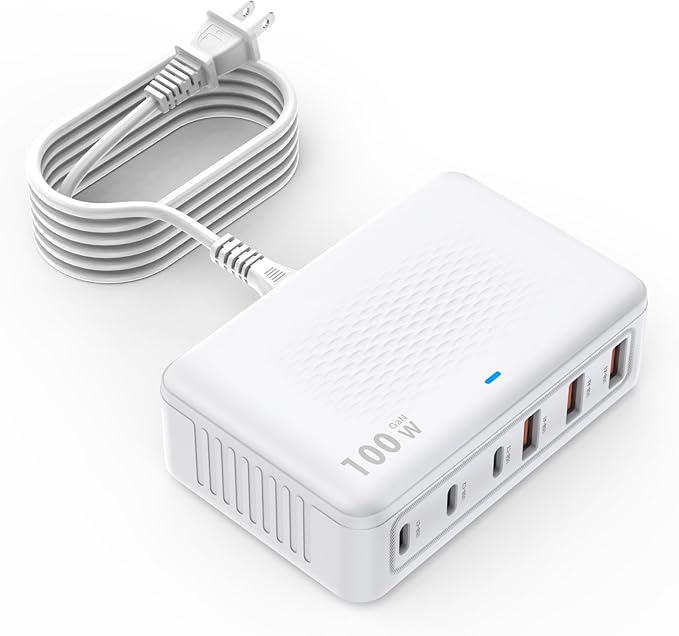 USB C Fast Charger,100W GaN 6 Port Type USB C Charging Station Hub Block USBC Wall Charger Power Strip Adapter Plug Cube Brick USBC USB A for iPad Air/Pro,iPhone 16 15 14 13 12 11 Pro Max,Galaxy S24