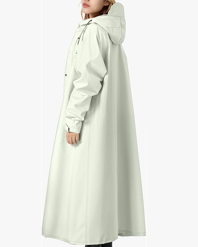 Men's Rain Jacket with Hooded Waterproof Lightweight Packable Long Raincoat Poncho for Women Adults