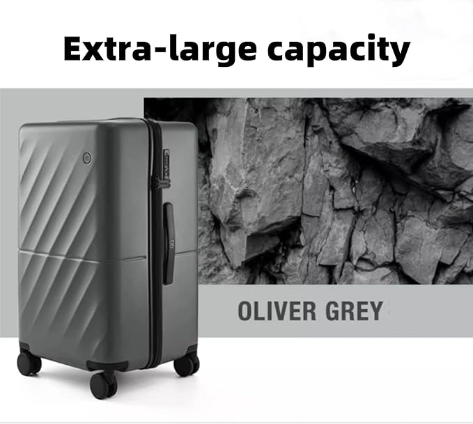 NINETYGO Trunk Luggage 24 Inch, Medium Checked Luggage with Double Spinner Wheels, Anti-Burst Zipper, Hard Case PC Suitcase, Lightweight Travel Luggage, TSA Approved (Slate Grey, Hudson)