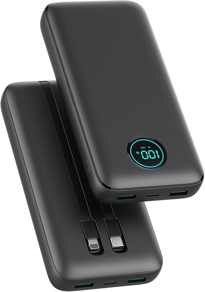 Portable Charger PowerBank 40,800mAh with Built-in Cables,25W PD Fast Charging +QC 4.0 Quick Phone Charging Power Bank, Travel Essential Charger Battery Pack for iPhone 17/16/15 Android Galaxy etc