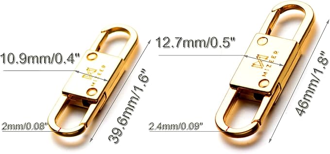 Mizeer 2 Size Zipper Clip Theft Deterrent - Anti Theft Zipper Clips Keep Zipper Closed - Locks for Backpacks, Purses 4pcs Gold