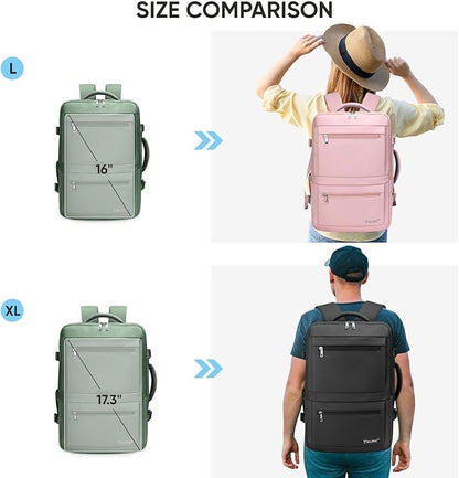 BALEINE Travel Backpack for Women Men, Large Sturdy Carry On Laptop Backpack Gifts for Business, Casual, Weekender, Hiking (XL, Olive Green)