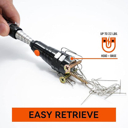 Gifts for Dad, Magnetic Pickup Tool with LED, Telescoping Magnet Flashlight, Cool Gadgets Stocking Stuffers for Teen Boys, Christmas Gifts for Men, Husband, Handyman, Boyfriend, Him, Dad, Black