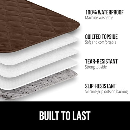 GORILLA GRIP Waterproof Bed Cover for Dogs, 82x82, Gripped Slip Resistant Backing, Leak Proof Washable Dog Blanket Covers Sofa, Couch, Sectional, Crate, Car, RV Seats, Pet Puppy Essentials, Brown