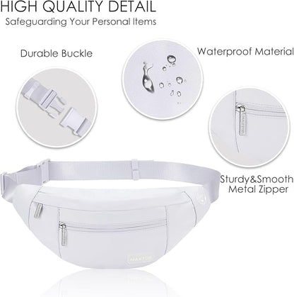 MAXTOP Large Crossbody Fanny Pack with 4-Zipper Pockets,Gifts for Enjoy Sports Festival Workout Traveling Running Casual Hands-Free Wallets Waist Pack Phone Bag Carrying All Phones