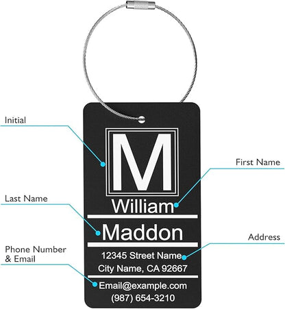 Luggage Tags for Suitcase - Green Personalized Engraved Metal Tag for Cruise Travel - Custom Name Tags Suitable for Bags and Backpacks