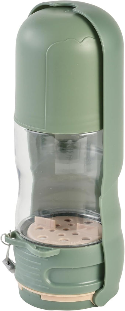 Portable Pet Food and Water Dispenser, 2 in 1 Cat & Small Dog Water Bottle & Food Container, Lightweight, BPA Free Pet Water Bottle Traveling Essentials for Walking & Hiking (Green, 13oz)