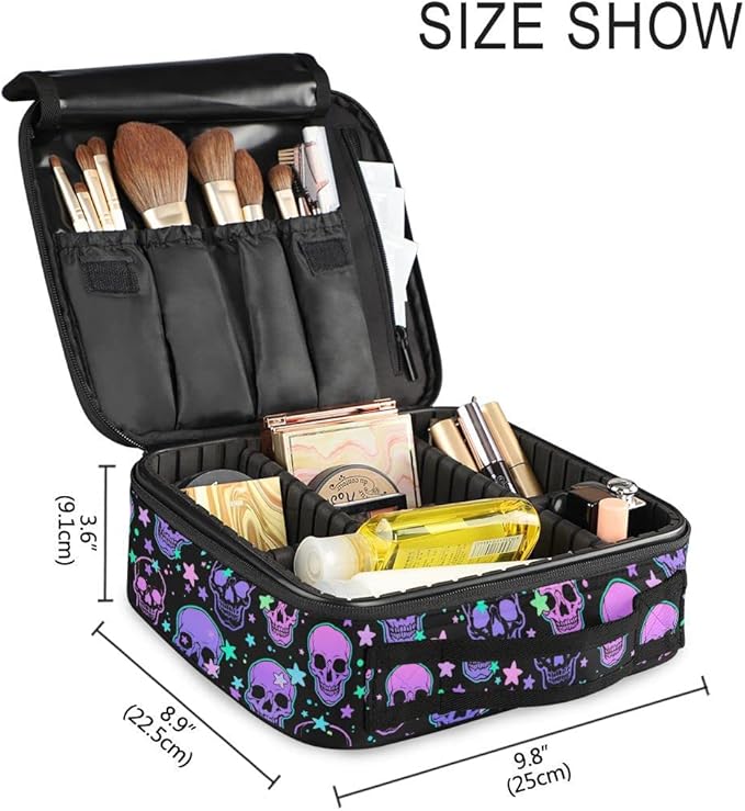 MNSRUU Women Makeup Bag Stars Purple Skulls Makeup Bag Organizer Travel Cosmetic Bag for Teenage Girl Clear Make Up Bags with Zipper