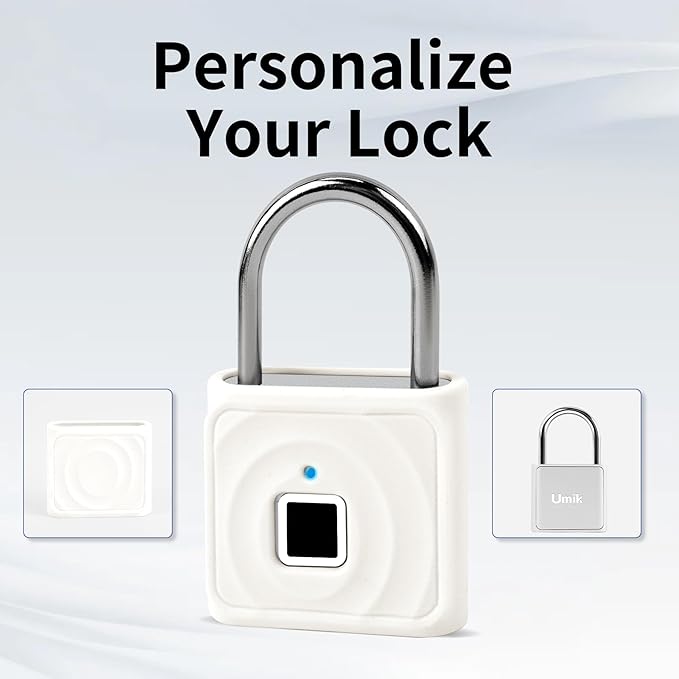 UMIKSMART Biometric Smart Lock, Keyless Fingerprint Padlock with USB Charging, Smart Lock Gift for Students, Gym Lockers, School Lockers, Luggage, Storage Boxes, Fences, Backpacks, Cabinets
