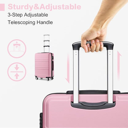 Kono 24 Inch Luggage Suitcase with Spinner Wheels TSA Lock Lightweight PC+ABS Hardside Medium Checked Luggage Durable Rolling Suitcase Pink