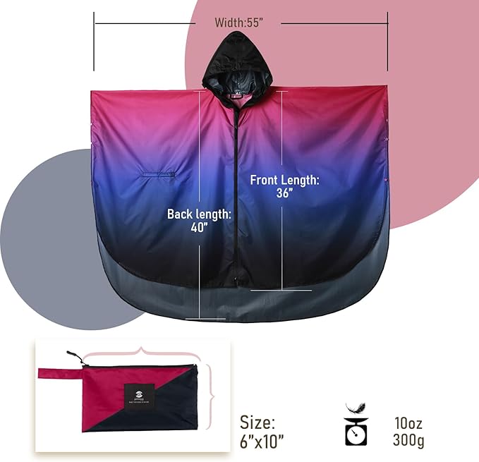 SaphiRose Unisex Rain Poncho Waterproof Raincoat Hooded for Adults Women with Pockets