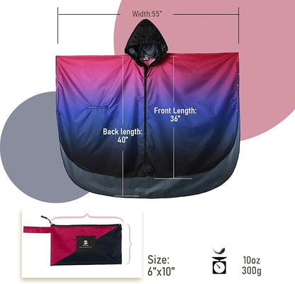 SaphiRose Unisex Rain Poncho Waterproof Raincoat Hooded for Adults Women with Pockets