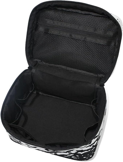 Makeup Train Case Black Bat Halloween Korean Carrying Portable Zip Travel Cosmetic Brush Bag Organizer Large for Girls Women