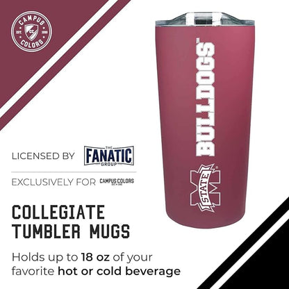 Campus Colors NCAA Stainless Steel Tumbler perfect for Gameday - 18 oz - Double Walled - Keeps Drinks Perfectly Insulated (Mississippi State Bulldogs - Maroon)