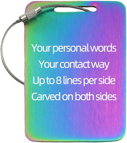 Durable Personalized Luggage Tags for Suitcases,Cruise Essentials Travel Tags for Luggage,Travel Bag Labels,Heavy-Duty Stainless Steel Colorfull Rectangular Vertical Suitcases Tags no icon