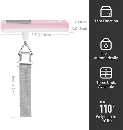 pack all 110 Lbs Luggage Scale, Digital Handheld Luggage Scale, Travel Weight Scale for Luggage with Backlit LCD Display, Battery Included