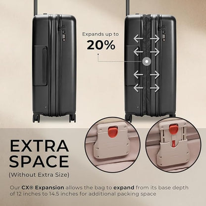 Briggs & Riley 30" Large Expandable Spinner - Checked Luggage for Travel, Suitcases with Wheels, Hardside Rolling Bag for Men & Women, Self-Repairing Zipper - Sympatico Collection, Black