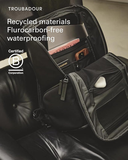 Troubadour Pioneer Backpack 3.0 - Premium Everyday Bag with Padded Laptop Section, Ventilated Shoe Compartment & Sustainable Waterproof Material - All-Day Lightweight Comfort Design - Obsidian Green