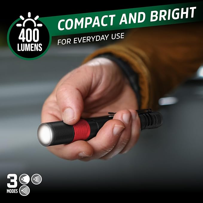 Energizer X-400 Pen light Flashlight Rechargeable, Bright Penlight IPX4 Water-Resistant, Lightweight and Durable, Rechargeable Flashlight, USB Charging Cable Included