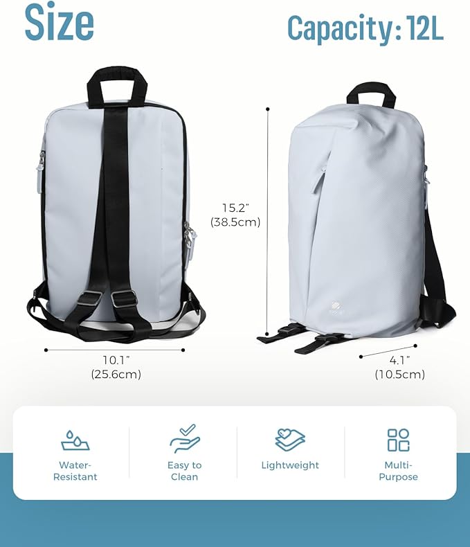 pack all 12L Water-Resistant Backpack, Lightweight Daypack for Men & Women, Hiking & Travel Backpack with Multiple Pockets, Compact for College, Sports, Cycling (Blue-Gray)