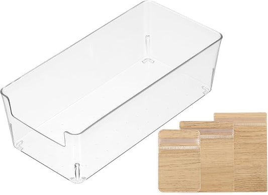 PATIKIL Clear Jewelry Box, Organizer Holder Box with 60 Pcs Portable Anti Tarnish Jewelry Bags, Travel Case for Women Earrings Rings Necklaces Bracelets, Light Brown 3 Size