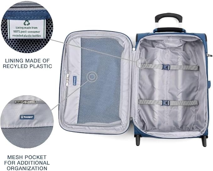 Travelpro Maxlite 5 Softside Expandable Upright 2 Wheel Checked Medium Luggage, Lightweight, 26-Inch — Ensign Blue