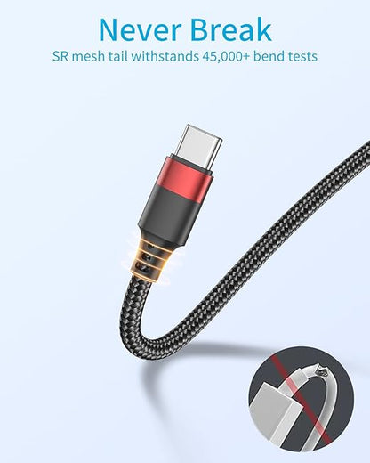 1.5 FT USB C Cable, Short USB to USB C Cord [18 inch, 3 Pack] Braided USB Type C Charging Cable Compatible with iPhone 16 15 Pro Max, Galaxy S24 Ultra A15, Moto LG, Google Pixel and Car