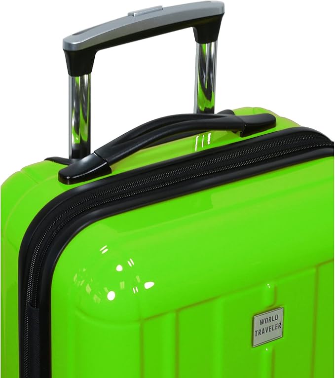 World Traveler Contour 28-Inch Polycarbonate Hardside Expandable Spinner Checked Luggage with TSA Lock - Apple Green