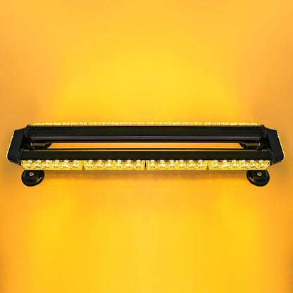 26.5" Amber Yellow 54 LED Automotive Rooftop Beacon Warning Emergency Flashing Snow Plow Light Bar Double Side Strobe Light Traffic Advisor with Magnetic Base For Tow Work Truck Pickup
