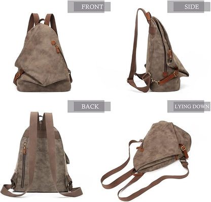 KL928 PU Leather Vintage Backpack – Large Casual Daypack Outdoor Travel Rucksack Hiking Backpacks for Men Women