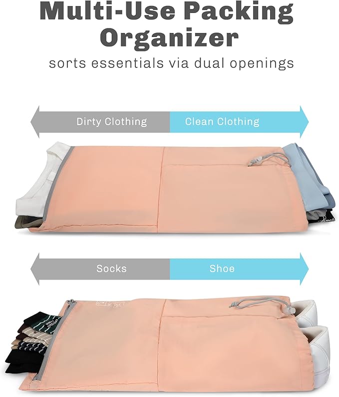 Hynes Eagle 6 Set/ 4 Set/ 2 Set Compression Packing Cubes Travel Essentials Lightweight Nylon Luggage Suitcase Organizer Bag Light Pink 4PCS