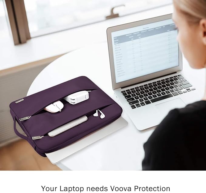 Voova 13 13.6 Inch Laptop Sleeve Case Compatible with MacBook Air 13 M1/M2/M3/M4 2020-2025, MacBook Pro 13/14, IPad Air/Pro 13, Waterproof Slim Computer Bag Cover with Handle, Dark Purple