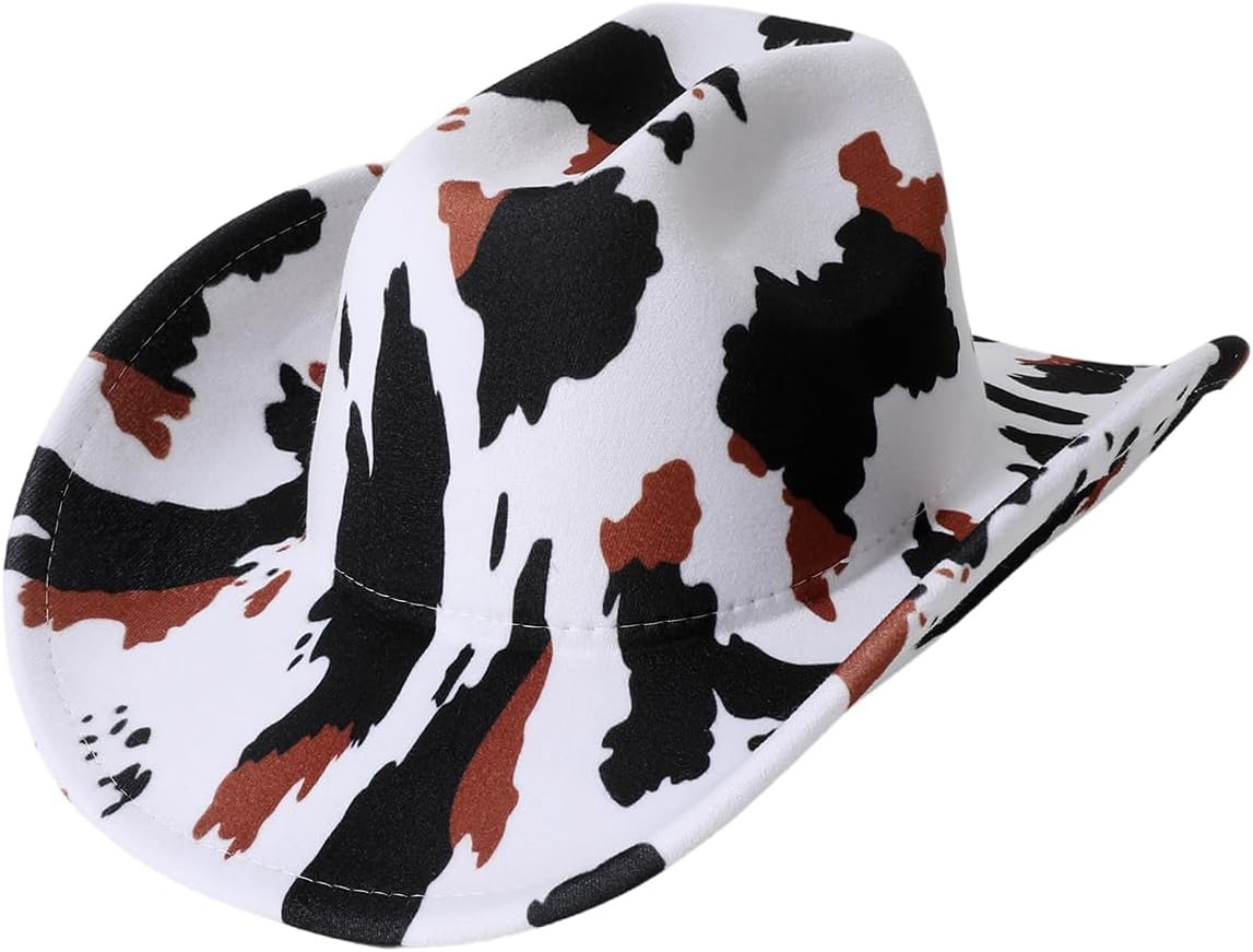 WDIRARA Women's Cowboy Hat Cow Print Western Cowgirl Hats Travel Vacation