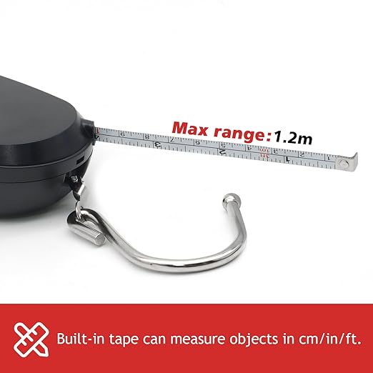 2PC Portable Luggage Weight Scale with Hook & Drawstring Bags, Fishing Hanging Scale Mechanical Kitchen, Multi-Purpose Travel Suitcase Scale with Tape Measure (80 Lbs)