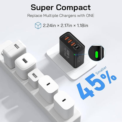 2Pack USB C Fast Charger Block, 60W 5-Port USB C Wall Charger 30W Type C Charging Block, 2USB C+3USB A PPS/PD 3.0 Multiport Charging Cube for iPhone 17 16 15 14 Pro Max,for Galaxy S25 S24 Ultra, i Pad