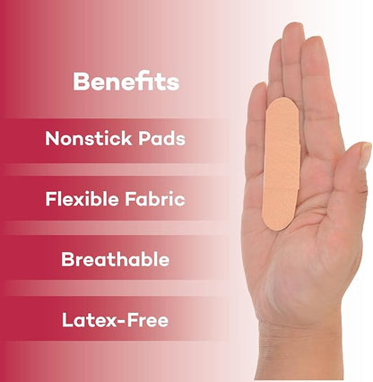 Dealmed Sterile Flexible Fabric Adhesive Bandages – 1x3 Inch – 100/Box - 3 Boxes - Breathable First Aid Strip Pack - Soft Stretch Wound Patch For Medical, Emergency Kits & Clinic
