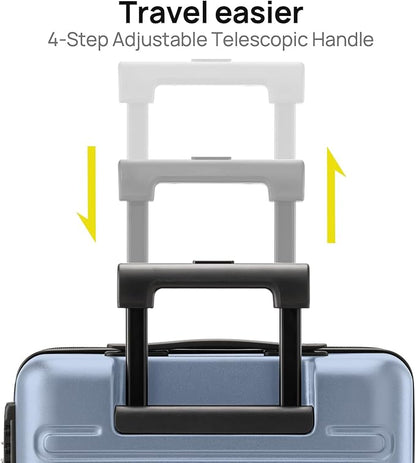 NINETYGO Large Checked Luggage 28 Inch, Checking In Luggage with Smooth Spinner Wheels, Expandable, Hard Shell PC+ABS Suitcase, Lightweight Travel Luggage, TSA Approved (Blue, Andes)