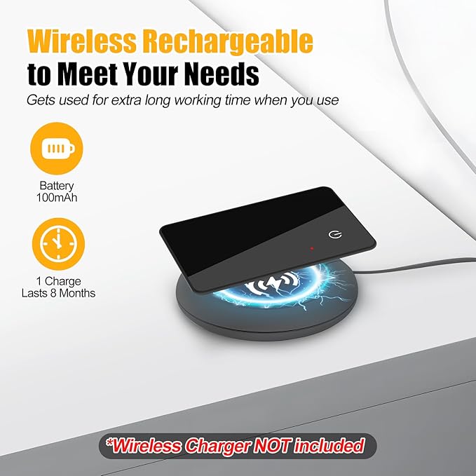Wallet Tracker 2 Pack Rechargeable Item Tracker, 8-Month Battery Life Smart Track Card, Slim Wallet Finder Works with Apple Find My (iOS Only), Sound Alerts Item Finder for Luggage, Purse, Phone