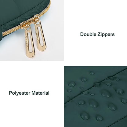 MOSISO 15-15.6 inch Laptop Case, 16 inch Puffy Laptop Sleeve Compatible with MacBook Pro 16, HP Dell ASUS Acer Toshiba Lenovo Notebook Computer, Polyester Horizontal Bag with Small Case, Peacock Green