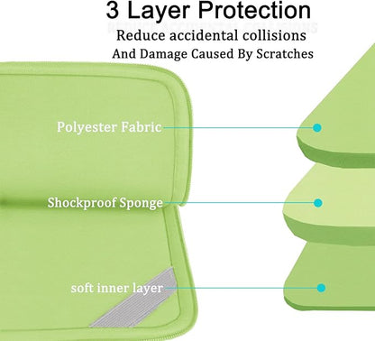 Laptop Sleeve 15.6 inch, Shockproof Protective Computer Carrying Cover with Front Pocket, Briefcase Handbags Laptop Case for 15.6 inch HP, Dell, Acer, Asus, Notebook, Light Green
