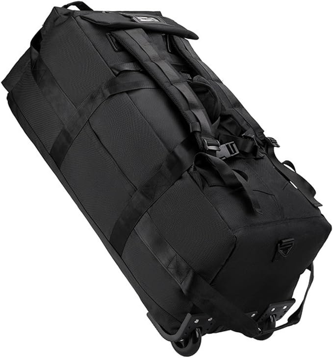 Rolling Duffle Bag with Wheels, 92L 34” Folding Duffle Backpack Soft-Sided with 2 Wheels, 6-way Carry-On Large Travel Bag Men/Women Multiple Pockets for Long Trip, Black